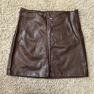 Faux leather brown mini skirt